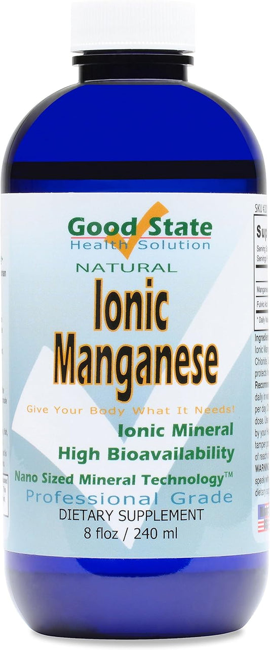 Liquid Ionic Manganese Supplement - 96 Servings, 2mg Elemental Manganese with Fulvic Acid - 8 fl oz Bottle