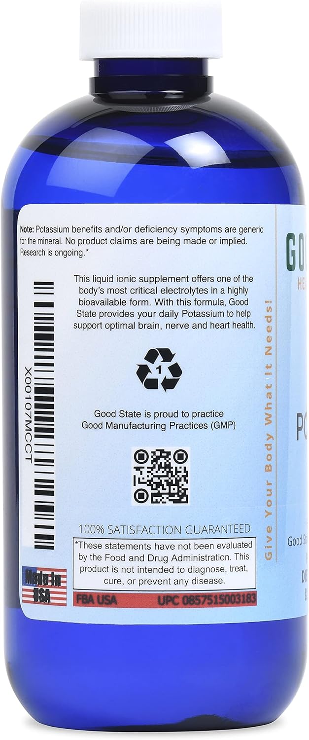 Liquid Ionic Potassium Supplement with Fulvic Acid - 48 Servings, 99mg Elemental, 2mg Fulvic Acid - 8 fl oz