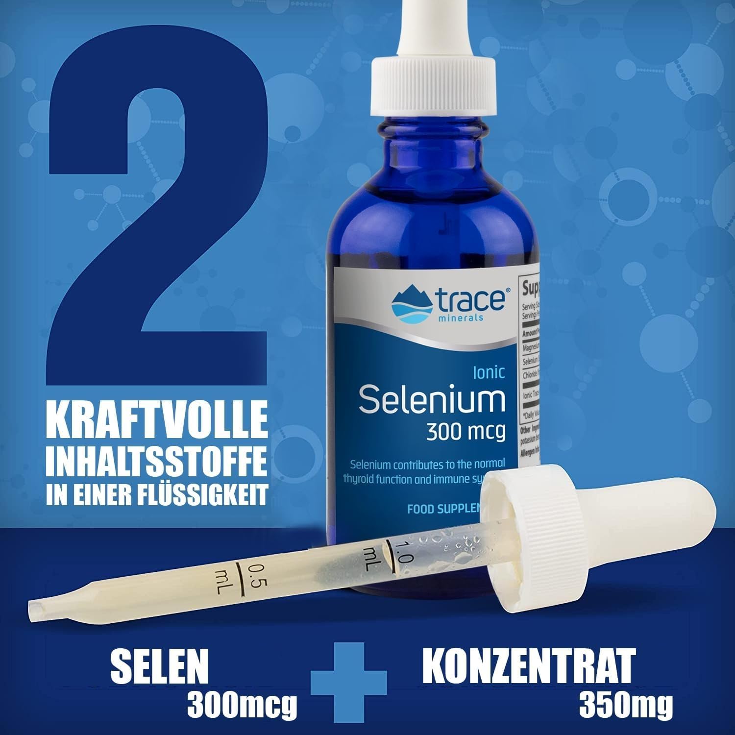 Liquid Ionic Selenium Dietary Supplement - 300 mcg - Antioxidant, Immune & Thyroid Support - Vegan, Gluten Free - 2 fl oz - 48 Servings