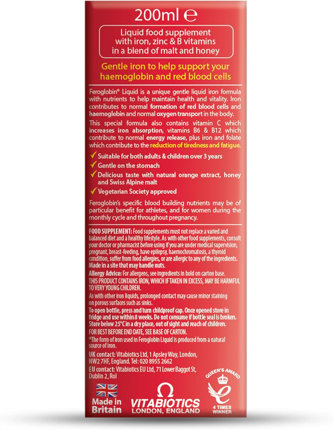 Liquid Iron Supplement - Reduce Fatigue, Boost Vitality | Gentle Iron & Nutrients for Health | Natural Iron Source for Energy