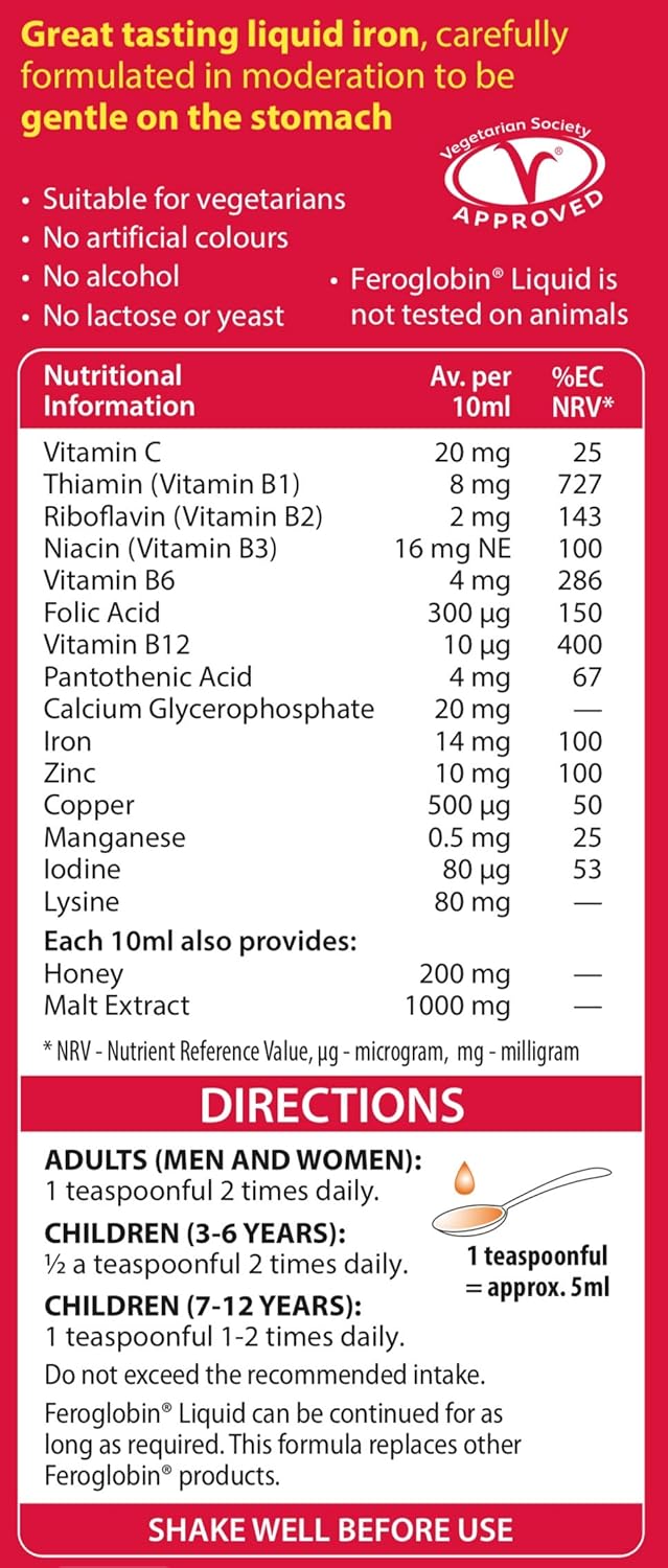 Liquid Iron Supplement - Reduce Fatigue, Boost Vitality | Gentle Iron & Nutrients for Health | Natural Iron Source for Energy