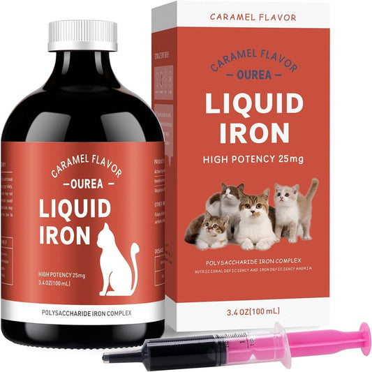 Liquid Iron Supplement for Cats - Supports Anemia, Promotes Healthy Red Blood Cells, Boosts Energy and Vitality - 3.4oz