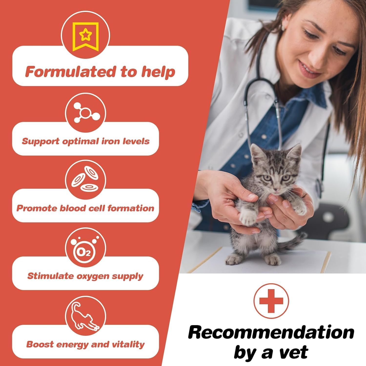 Liquid Iron Supplement for Cats - Supports Anemia, Promotes Healthy Red Blood Cells, Boosts Energy and Vitality - 3.4oz