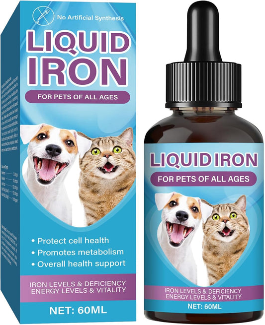 Liquid Iron Supplement for Pets - Boosts Energy, Fights Anaemia, Supports Blood Health with Vitamin C and B12