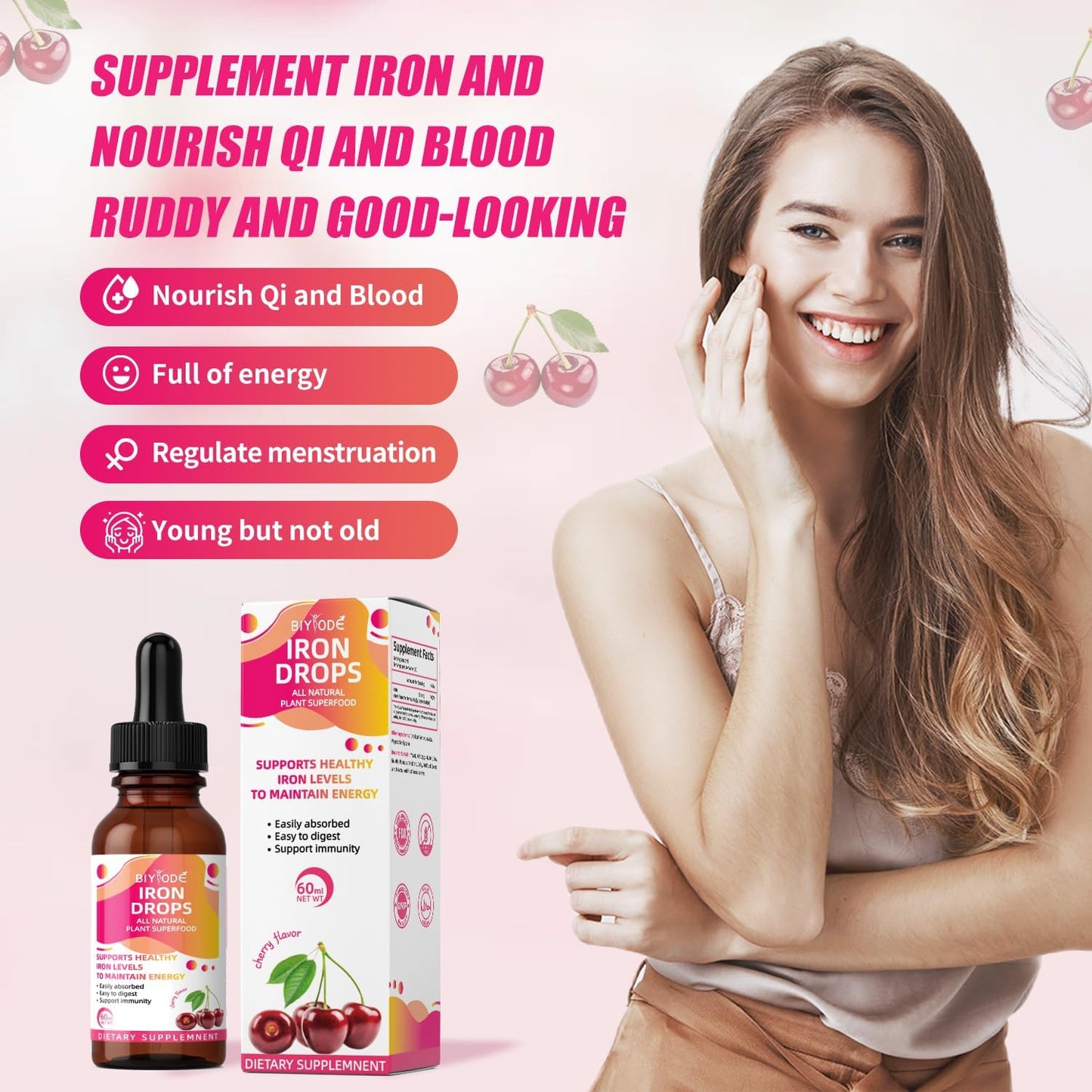 Liquid Iron Supplement for Women and Men - BIYODE Iron Drops for Red Blood Cells, Energy, Anemia, and Fatigue
