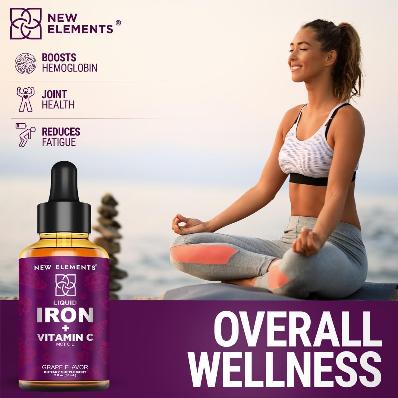Liquid Iron Supplement for Women & Men with Vitamin C - Blood Builder for Anemia - Immune Support - Non-GMO Vegan Iron Drops