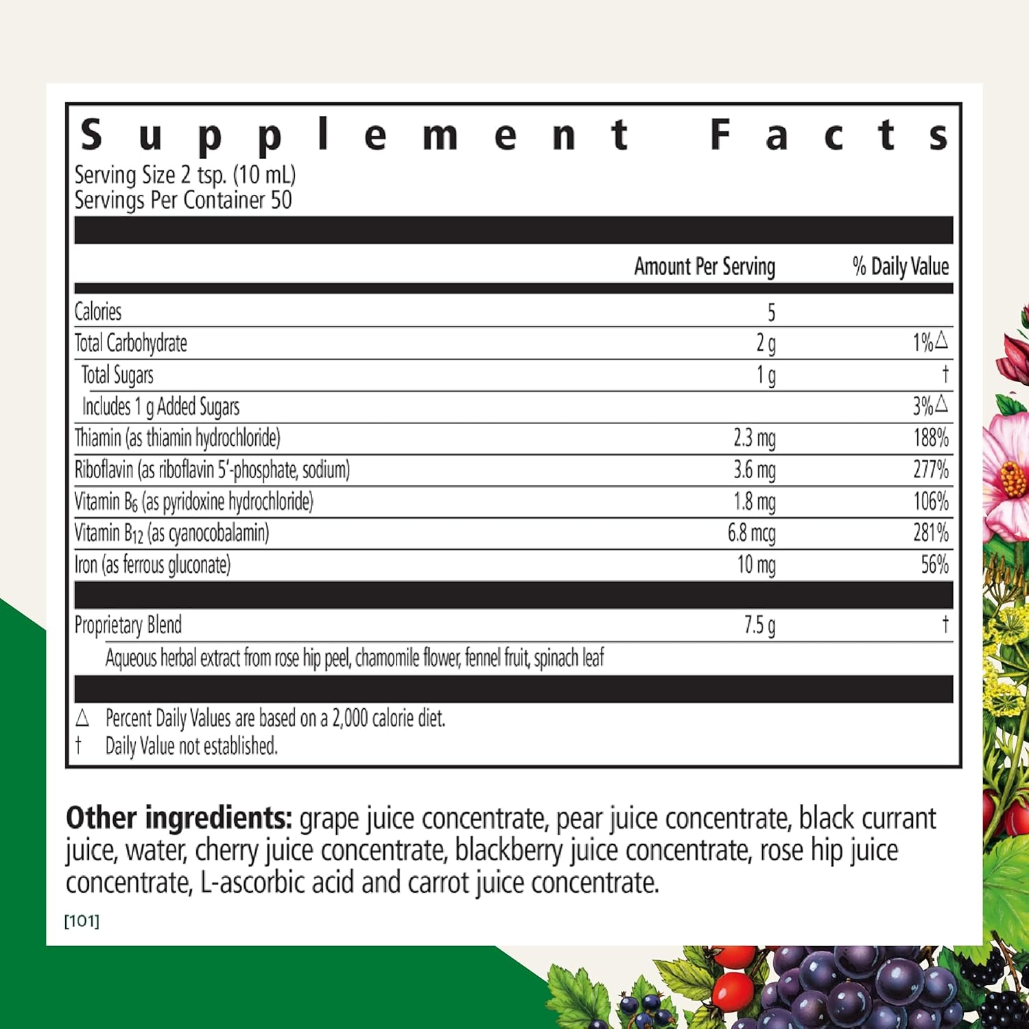 Liquid Iron Supplement with B Complex Vitamins, Vitamin C & Herbs - Vegan Energy Support Formula - Floradix Floravital - 17 fl oz