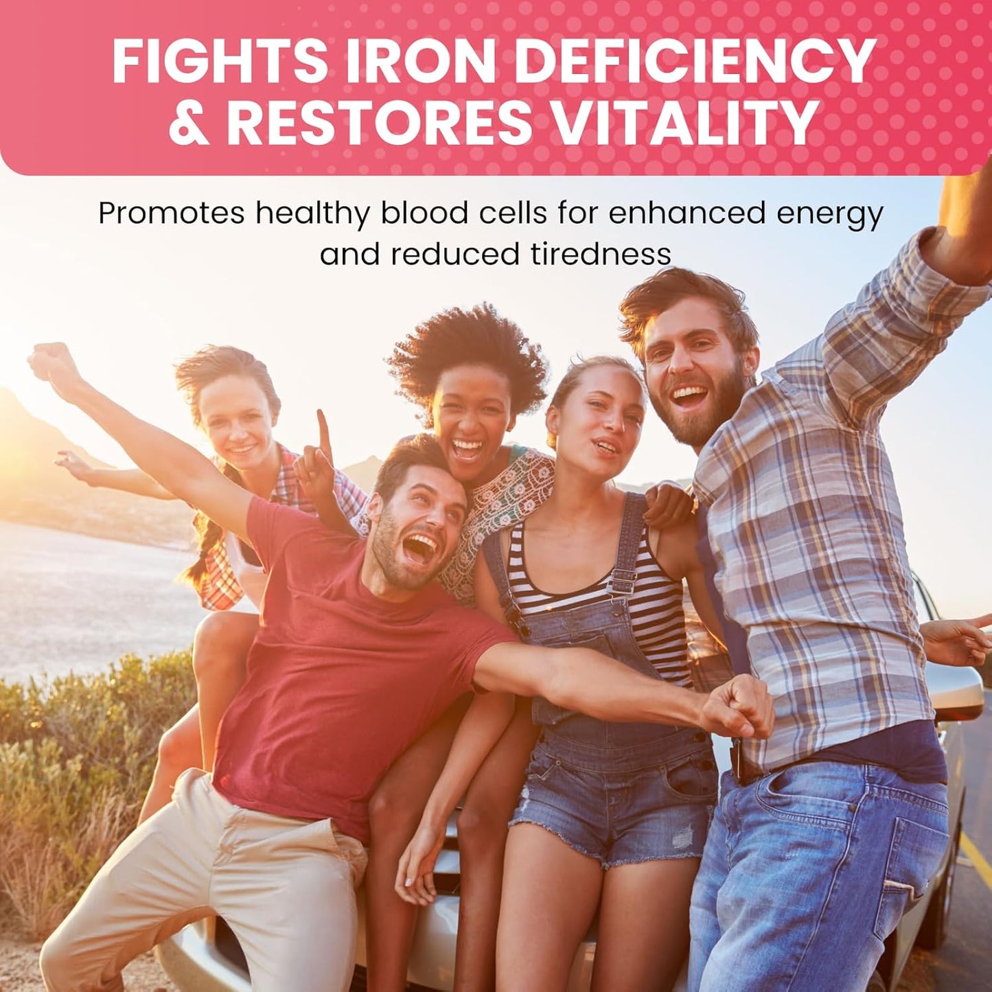 Liquid Iron Supplement with Folate, Vitamin C, B6, B12 for Anemia Support - Strawberry Flavor - 2 Fl Oz