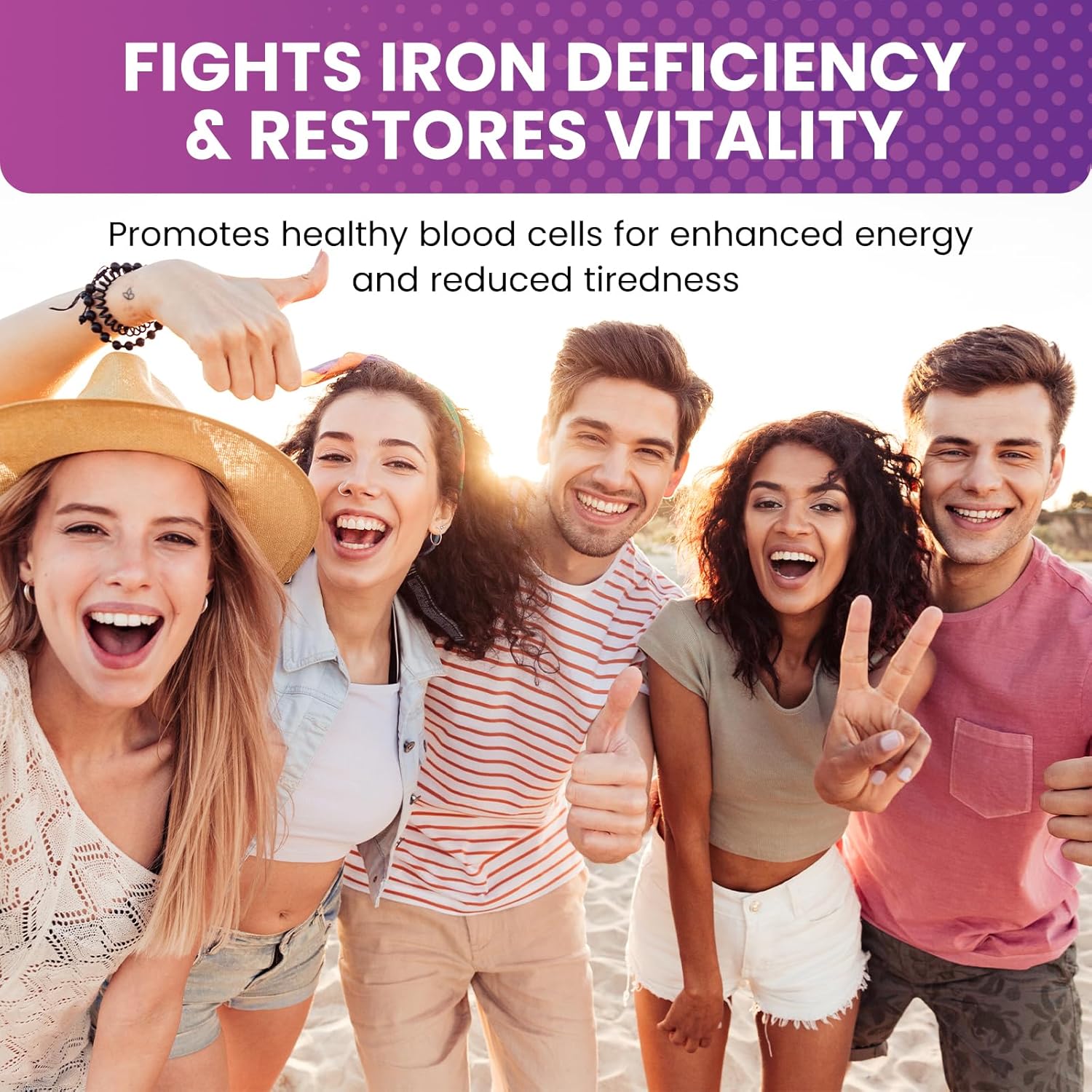 Liquid Iron Supplement with Folate, Vitamin C, B6, B12 for Anemia Support - Grape Flavor, 2 Fl Oz - ReviNutra Iron Drops for Women, Men & Kids