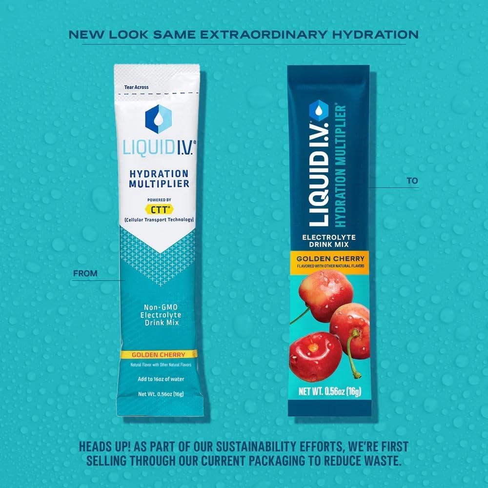Liquid I.V.® Golden Cherry Hydration Multiplier - Electrolyte Powder Drink Mix - 3 Pack (48 Servings)
