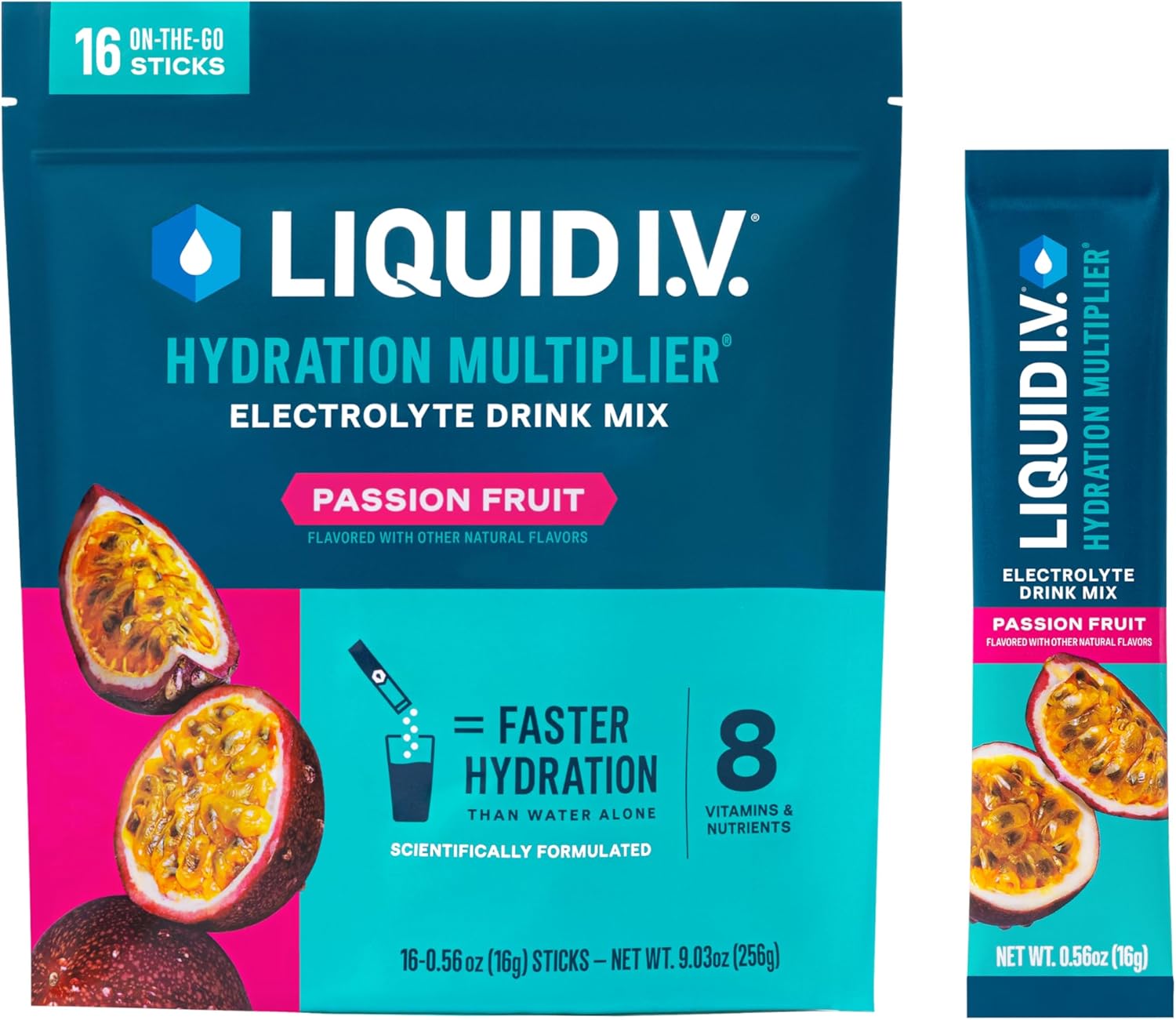 Liquid I.V.® Hydration Multiplier - Passion Fruit Flavor | Electrolyte Powder Drink Mix Packet | 16 Servings