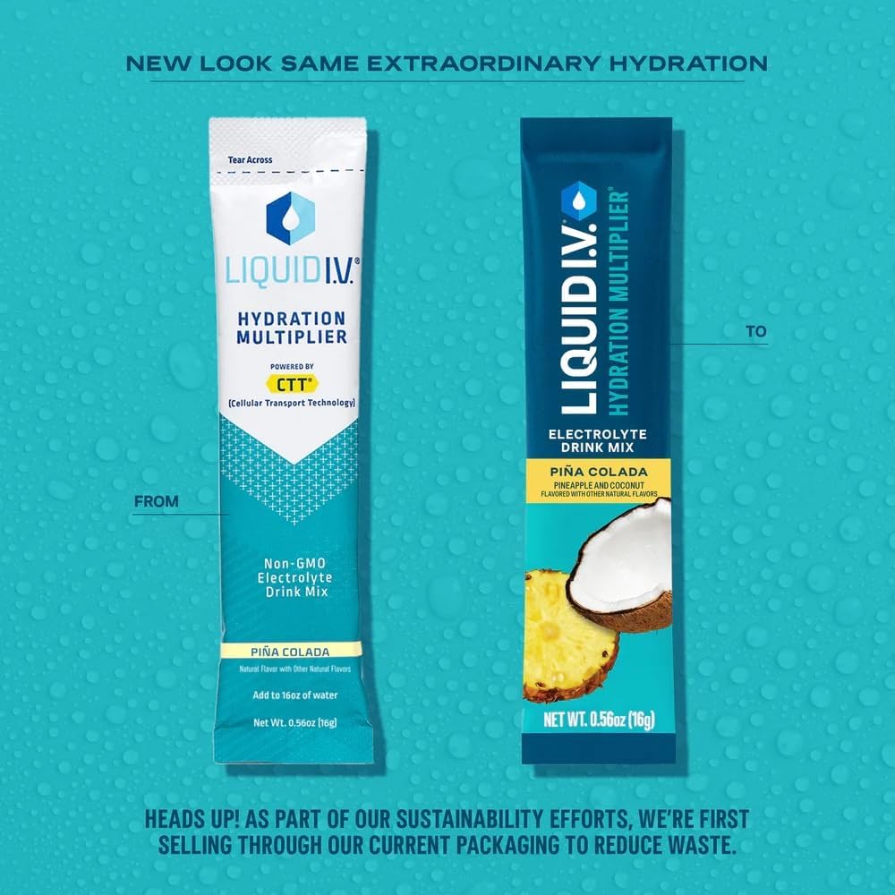Liquid I.V.® Hydration Multiplier® - Piña Colada Electrolyte Powder Packets - 12 Packs of Convenient Single-Serving Sticks | Non-GMO | 16 Servings