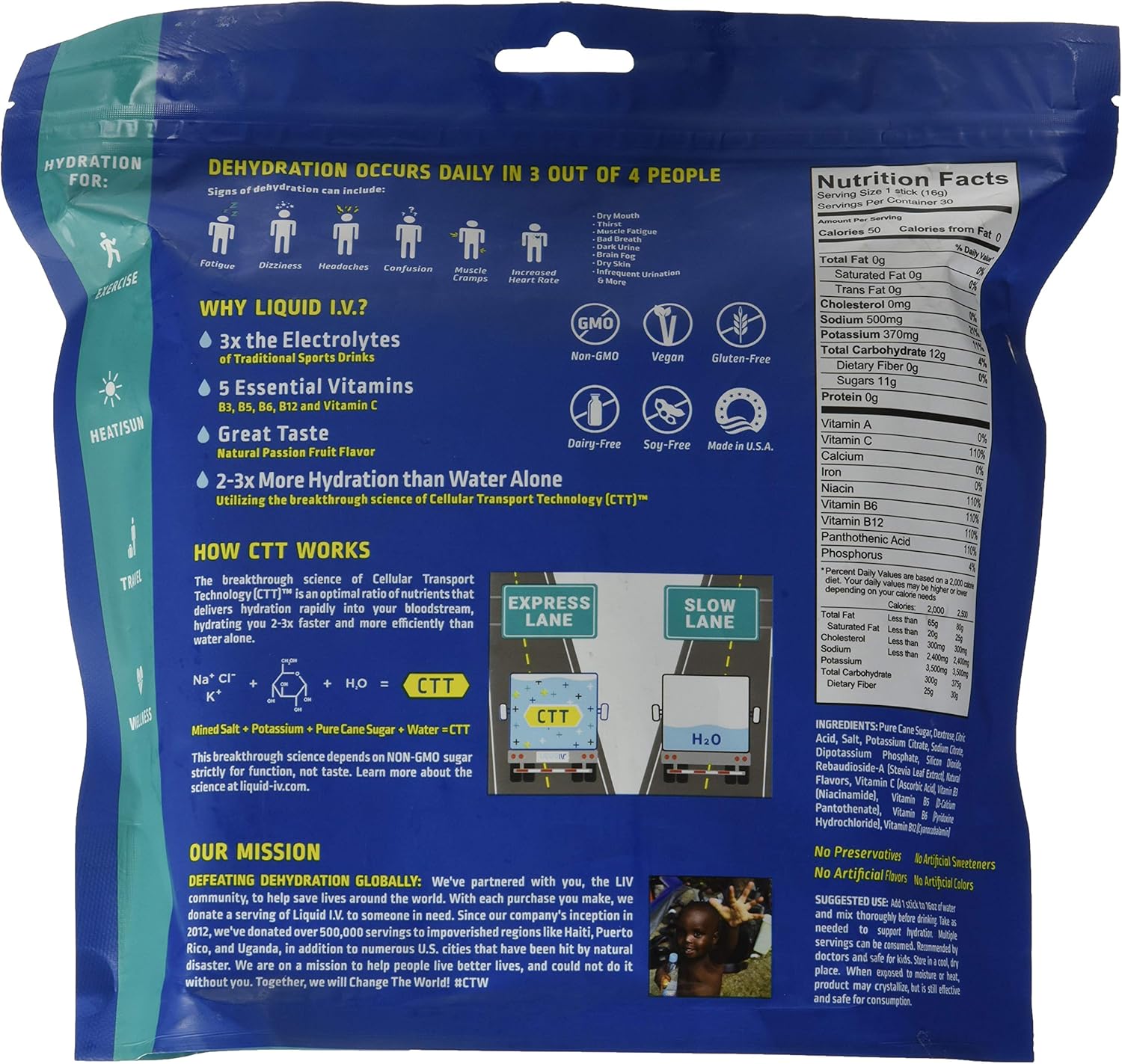 Liquid I.V. Hydration Multiplier Electrolyte Powder - 30 Packets, Passion Fruit Drink Mix Supplement