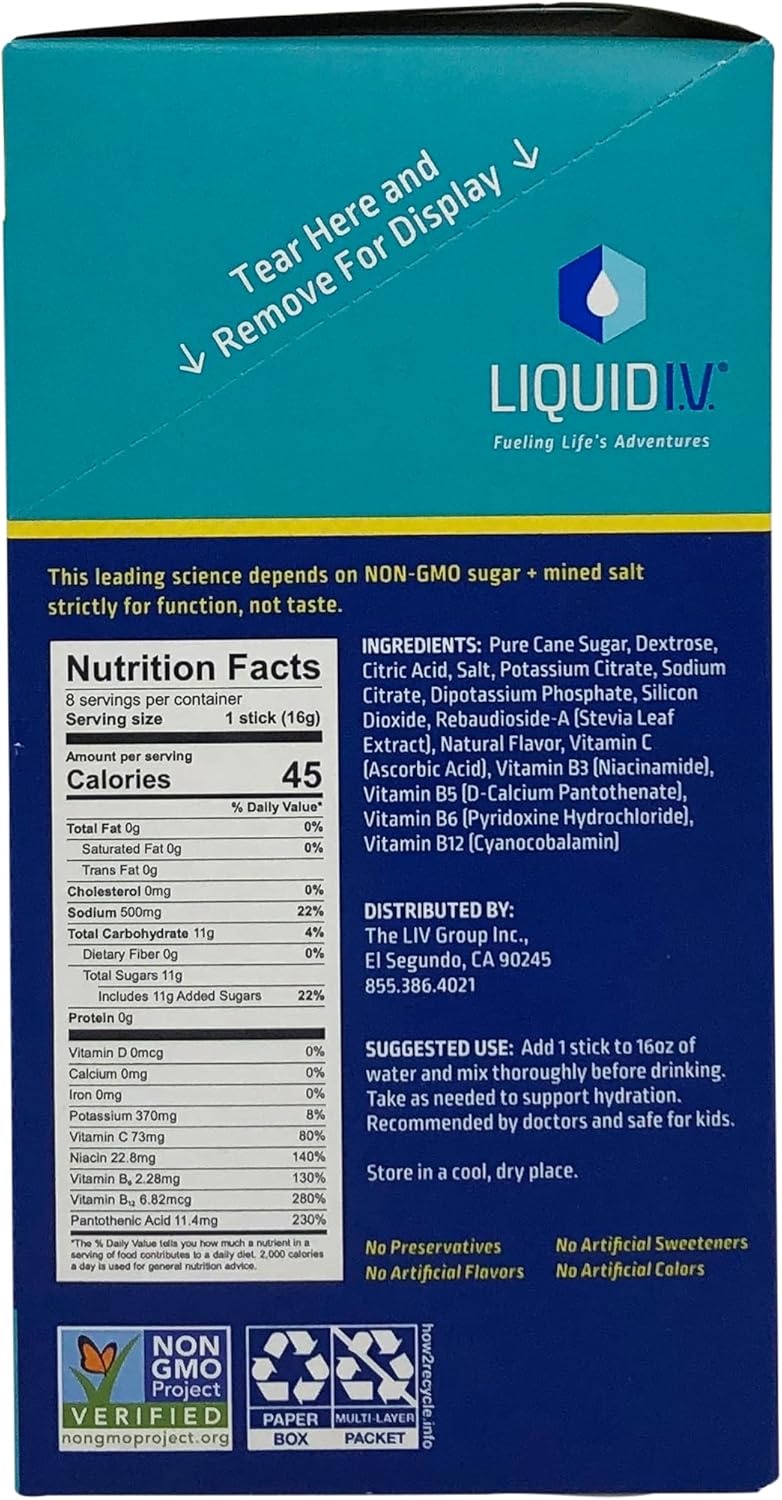 Liquid I.V. Hydration Multiplier Electrolyte Powder Drink Mix - Lemon Lime (8 Packets)