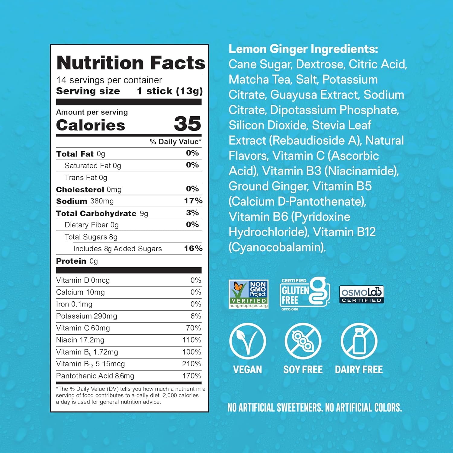 Liquid I.V.® Hydration Multiplier +Energy - Lemon Ginger Electrolyte Powder Drink Mix - 1 Pack (14 Servings)