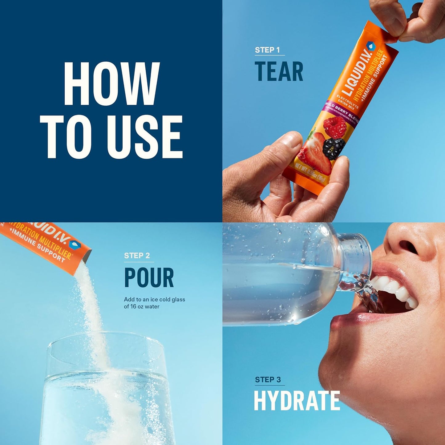 Liquid I.V.® Hydration Multiplier with Immune Support - Tangerine Flavor | Electrolyte Powder Mix | 1 Pack (14 Servings)