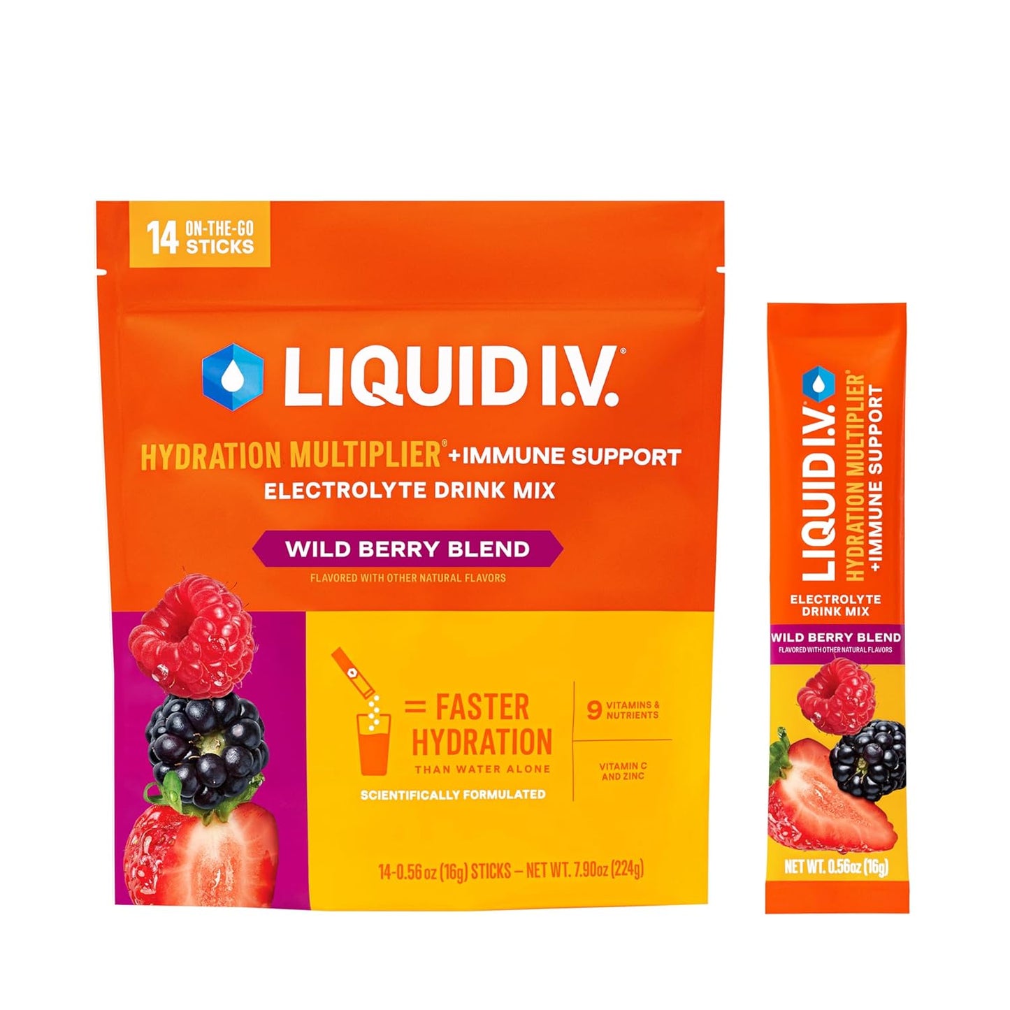 Liquid I.V.® Wild Berry Hydration Multiplier + Immune Support Powder Drink Mix - 1 Pack (14 Servings)
