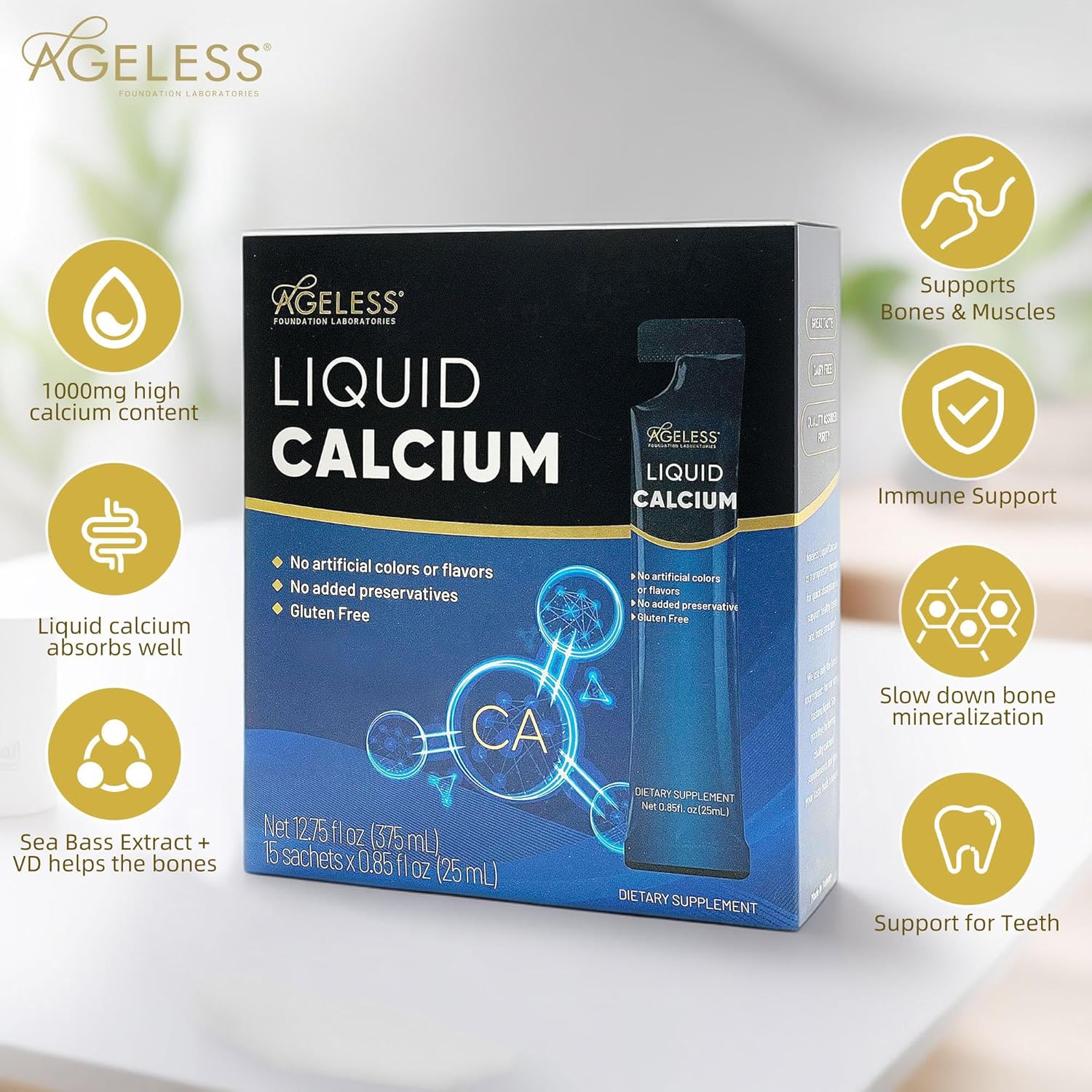 Liquid Joint Health and Calcium Supplement for Joint Mobility, Flexibility, and Bone Strength - Natural Flavor, High Absorption, 16 Fl Oz