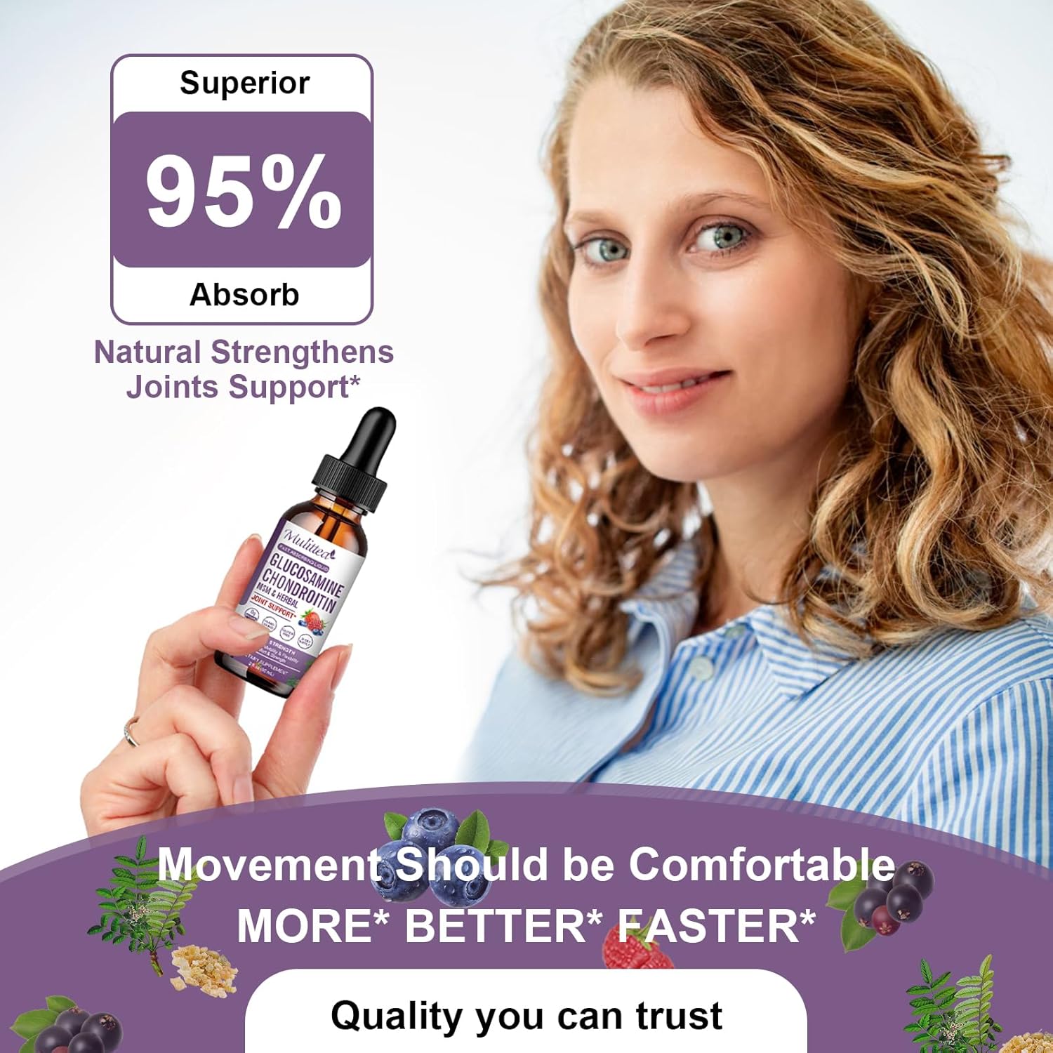 Liquid Joint Support Supplement with Glucosamine, Chondroitin, MSM, Elderberry, Boswelia, Bromelain, and Hyaluronic Acid - Antioxidant Immune Support for Adults - Pack of 2