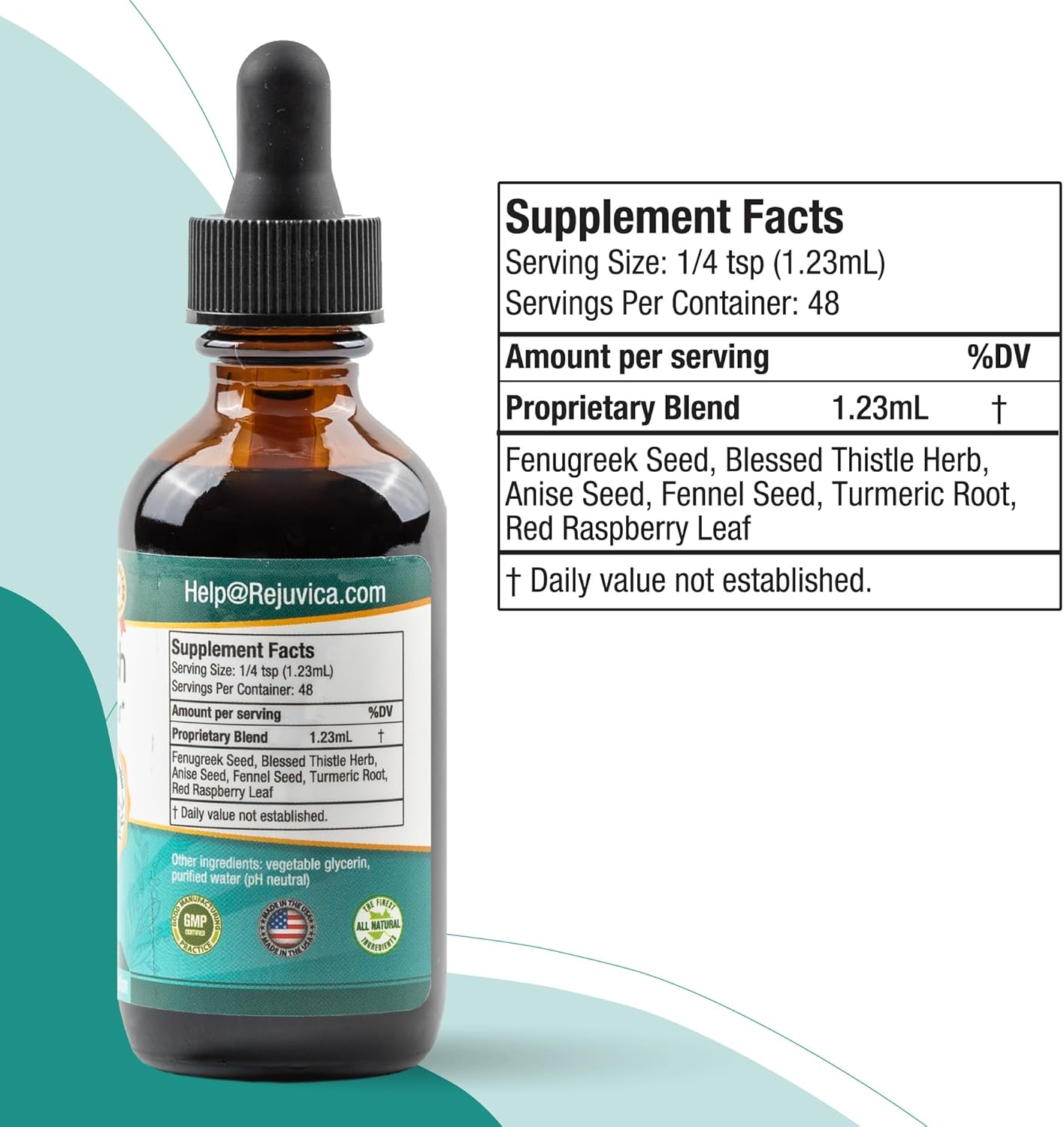 Liquid Lactation Support Supplement with Fenugreek, Blessed Thistle, Anise, Fennel - Enhanced Absorption Formula for Nursing Moms by Rejuvica Health