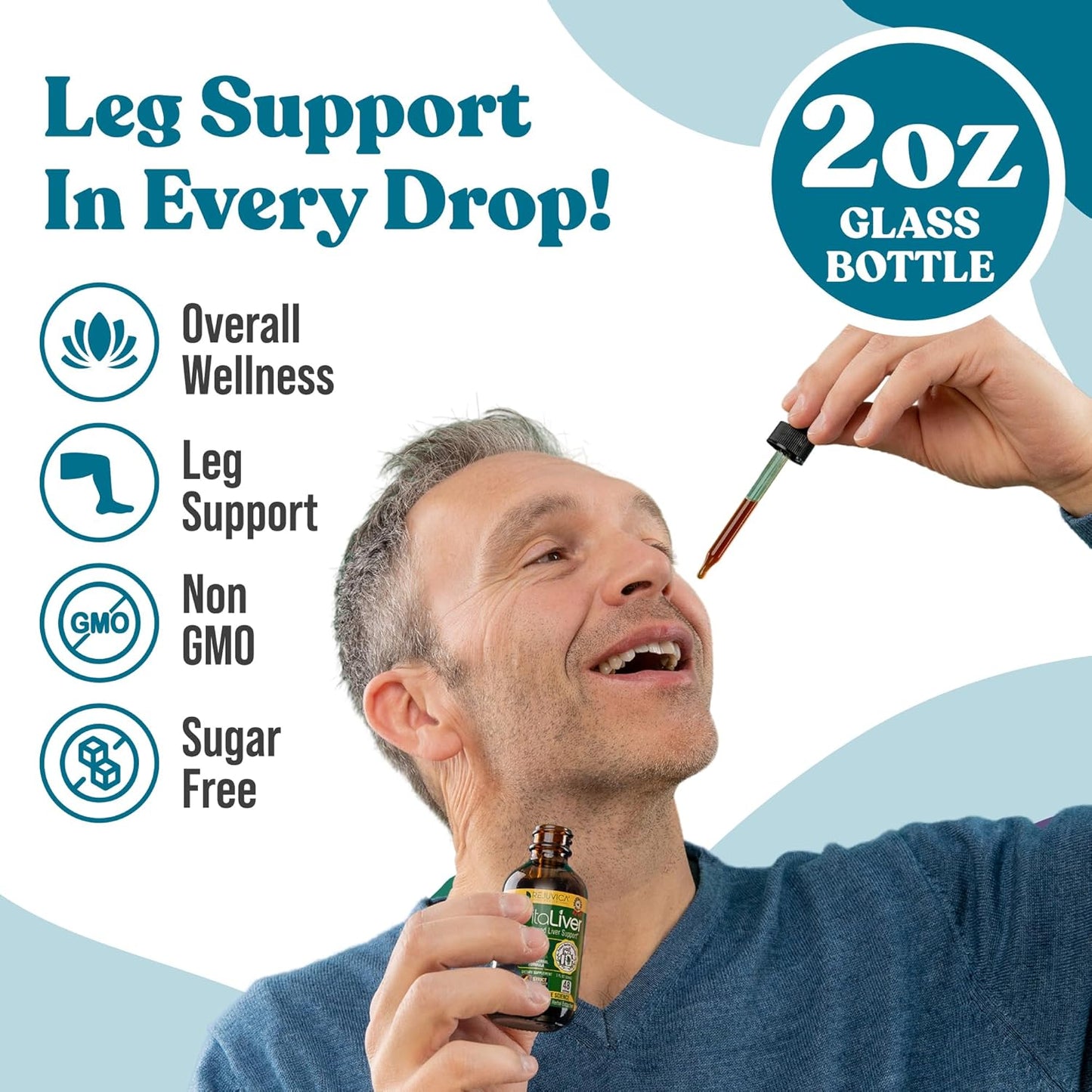 Liquid Leg Support Supplement with Vitamin C, Iron, Valerian, Turmeric, Magnesium - Rejuvica Health Restavin for Enhanced Absorption