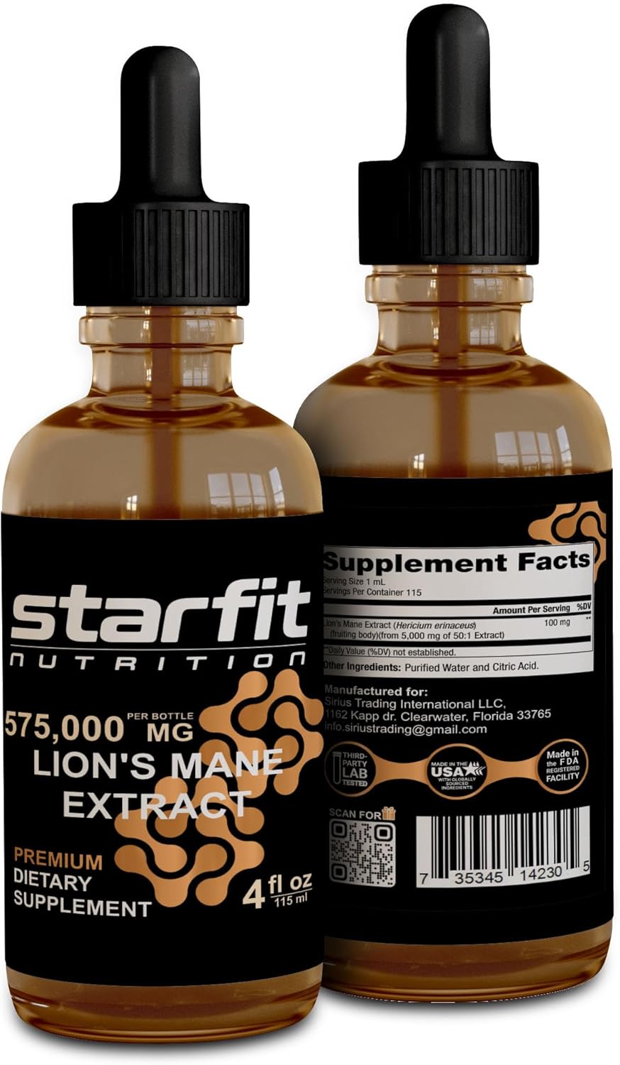 Liquid Lion's Mane Mushroom Extract for Immune Support, Memory, and Digestive Health - 575,000 mg, 4 fl oz