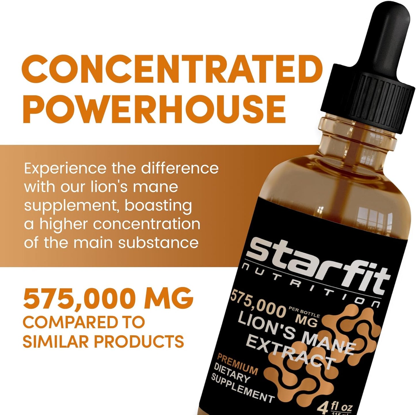 Liquid Lion's Mane Mushroom Extract for Immune Support, Memory, and Digestive Health - 575,000 mg, 4 fl oz