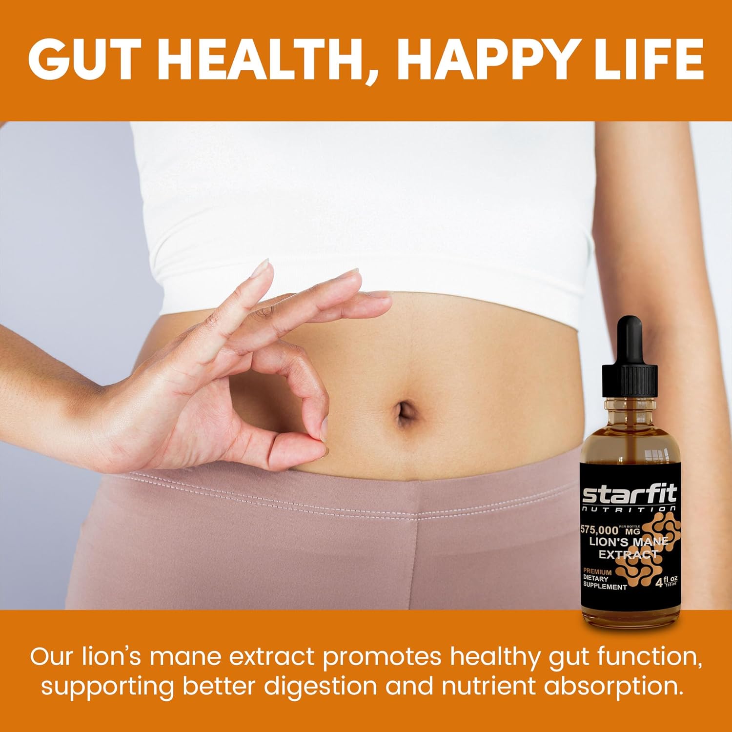 Liquid Lion's Mane Mushroom Extract for Immune Support, Memory, and Digestive Health - 575,000 mg, 4 fl oz