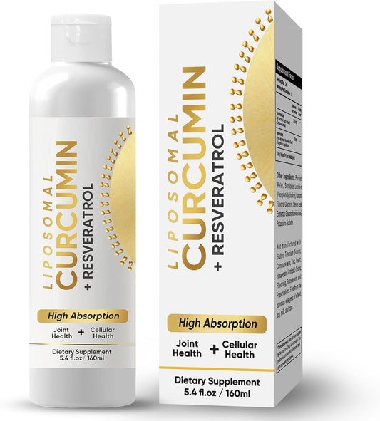 Liquid Liposomal Turmeric Curcumin Supplement for Joint Comfort & Cellular Health, High Absorption Formula