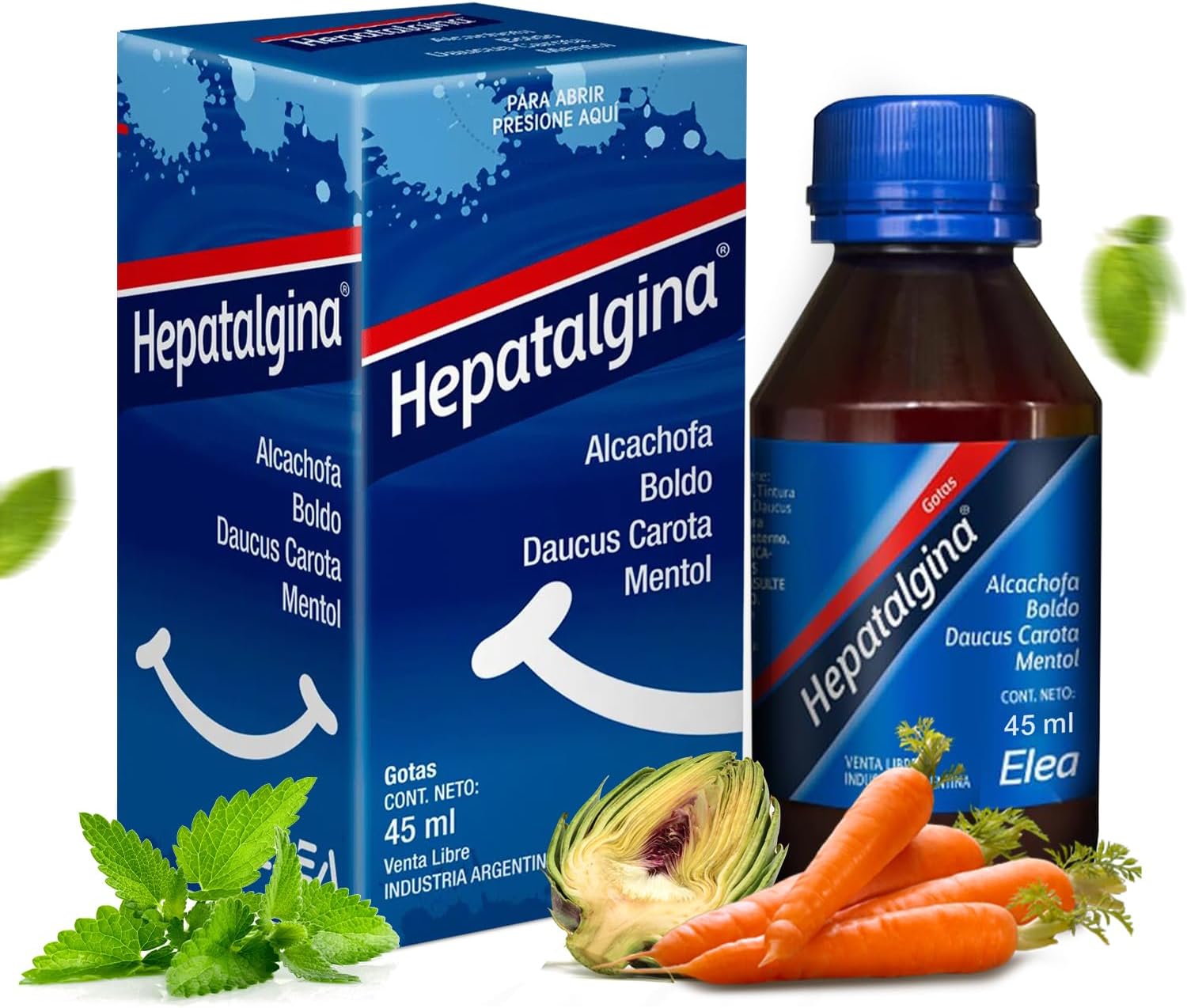 Liquid Liver Cleanse Detox Drops with Artichoke Extract - Herbal Supplement for Liver Support & Repair - Digestive Protector with Mint, Boldo, and Carrot - 45 ml