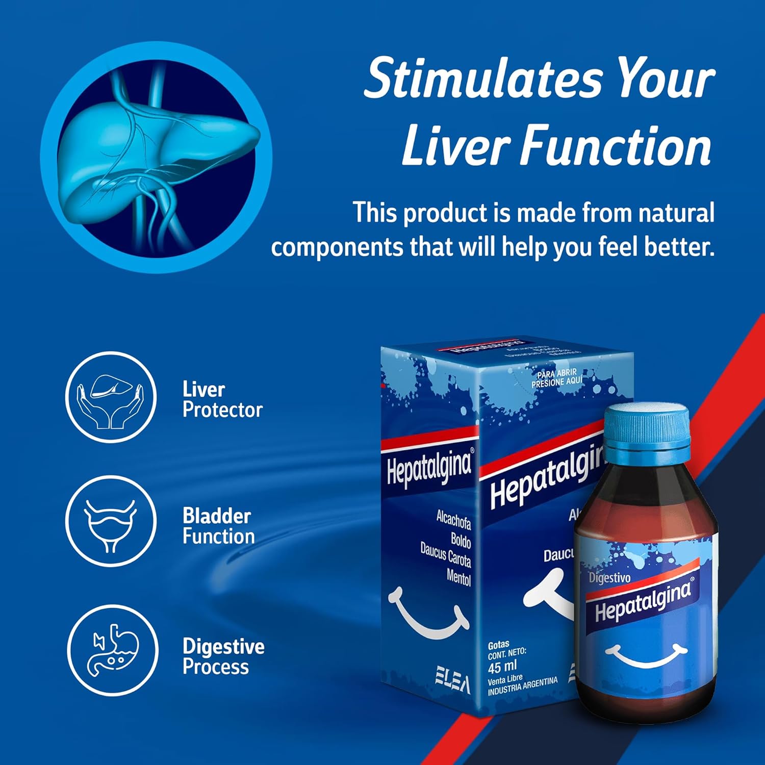 Liquid Liver Cleanse Detox Drops with Artichoke Extract - Herbal Supplement for Liver Support & Repair - Digestive Protector with Mint, Boldo, and Carrot - 45 ml