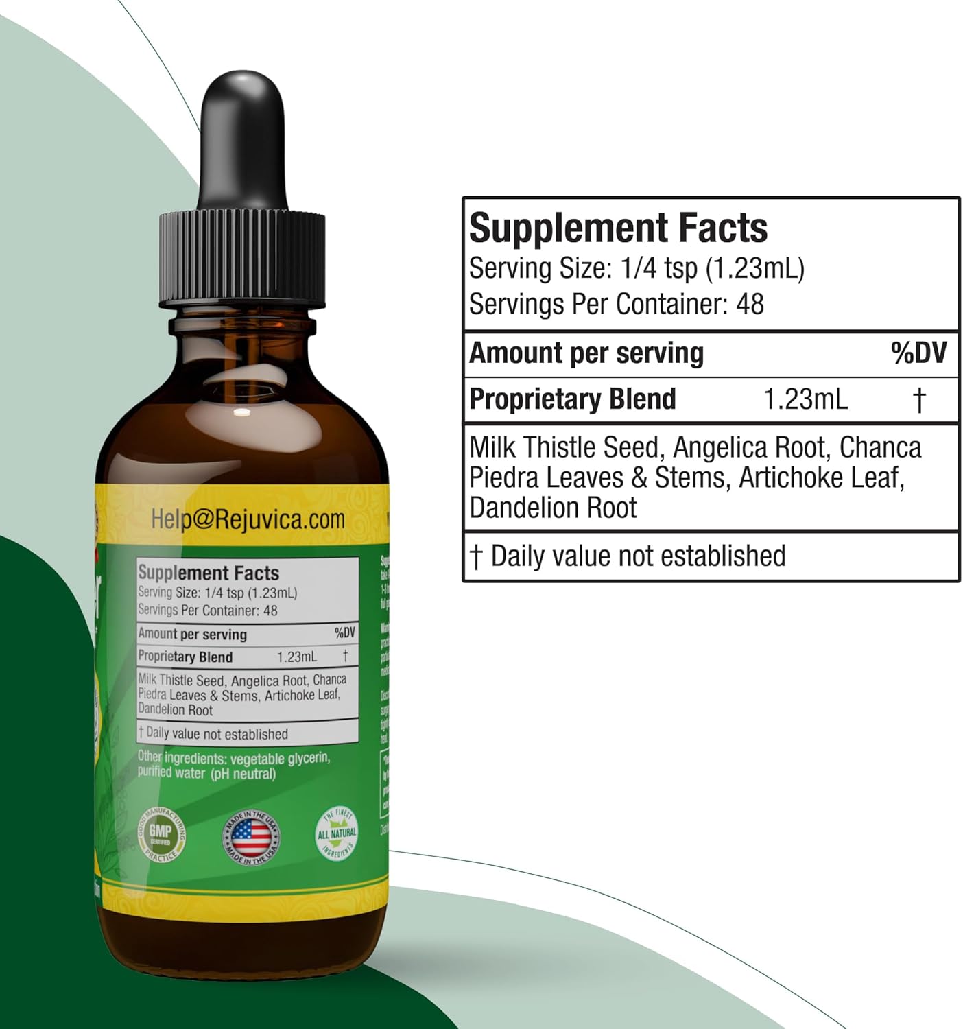Liquid Liver Health Supplement for Cleanse & Detox - Supports Absorption of Milk Thistle, Artichoke, Chanca Piedra, Dandelion - Rejuvica Health VitaLiver
