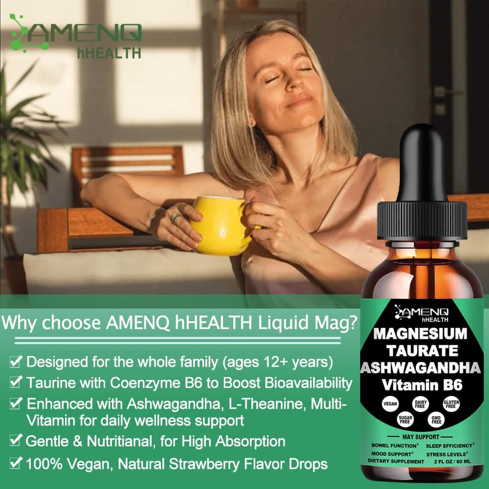 Liquid Magnesium Cortisol Management Drink with Ashwagandha, L-Theanine, and Magnesium for Heart Health and Detox