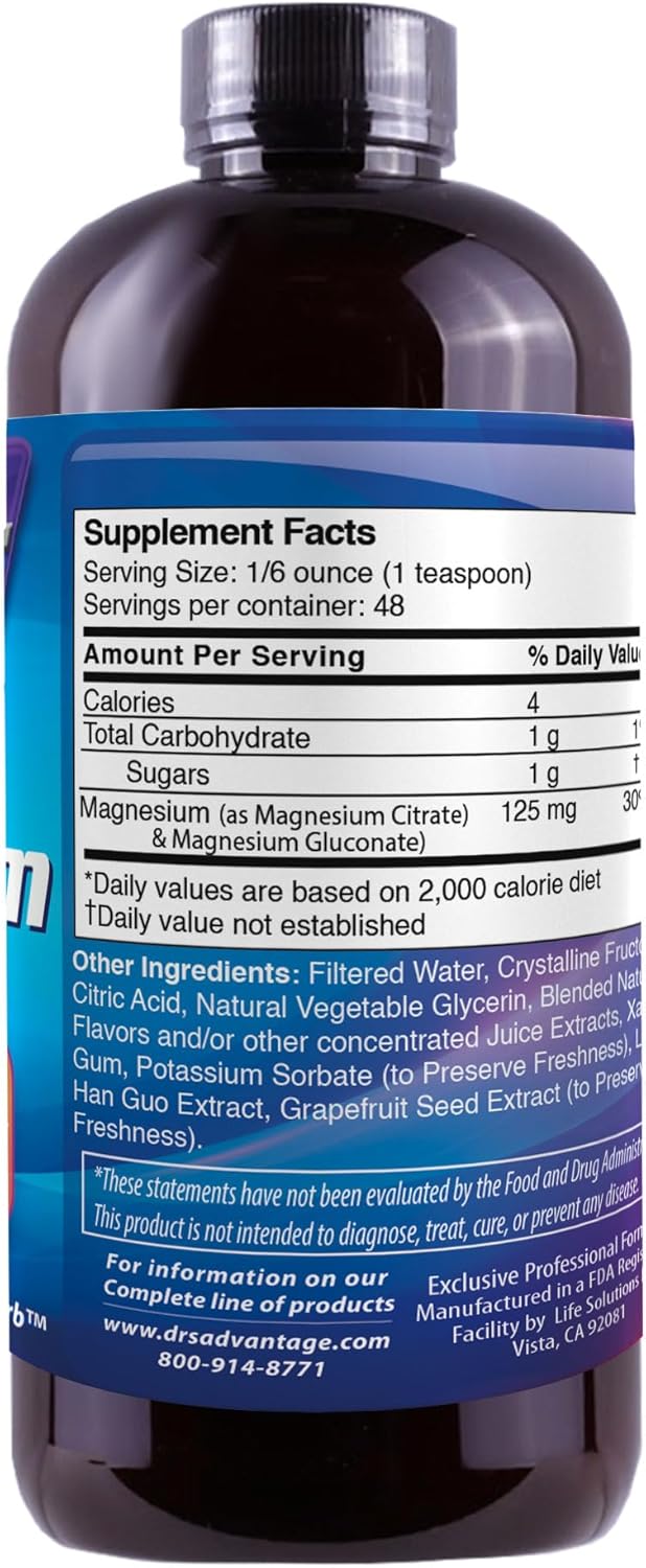 Liquid Magnesium Supplement for Women & Men - Non-GMO, 8 Oz - Dr's Advantage