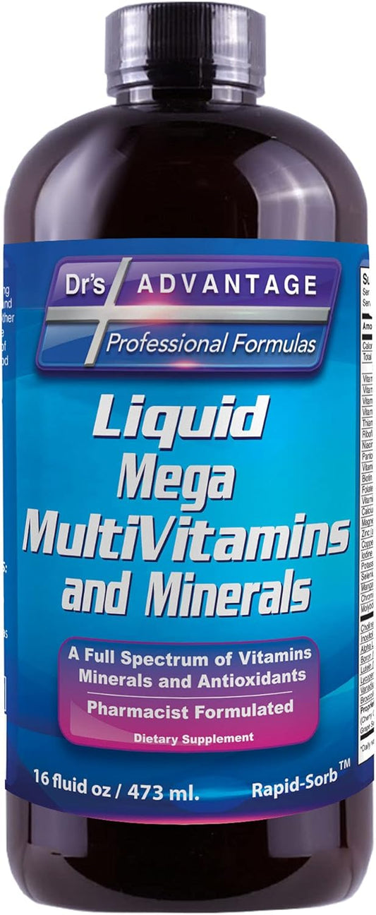 Liquid Mega MultiVitamins and Minerals by Dr's Advantage - 32oz Bottle for Health and Beauty