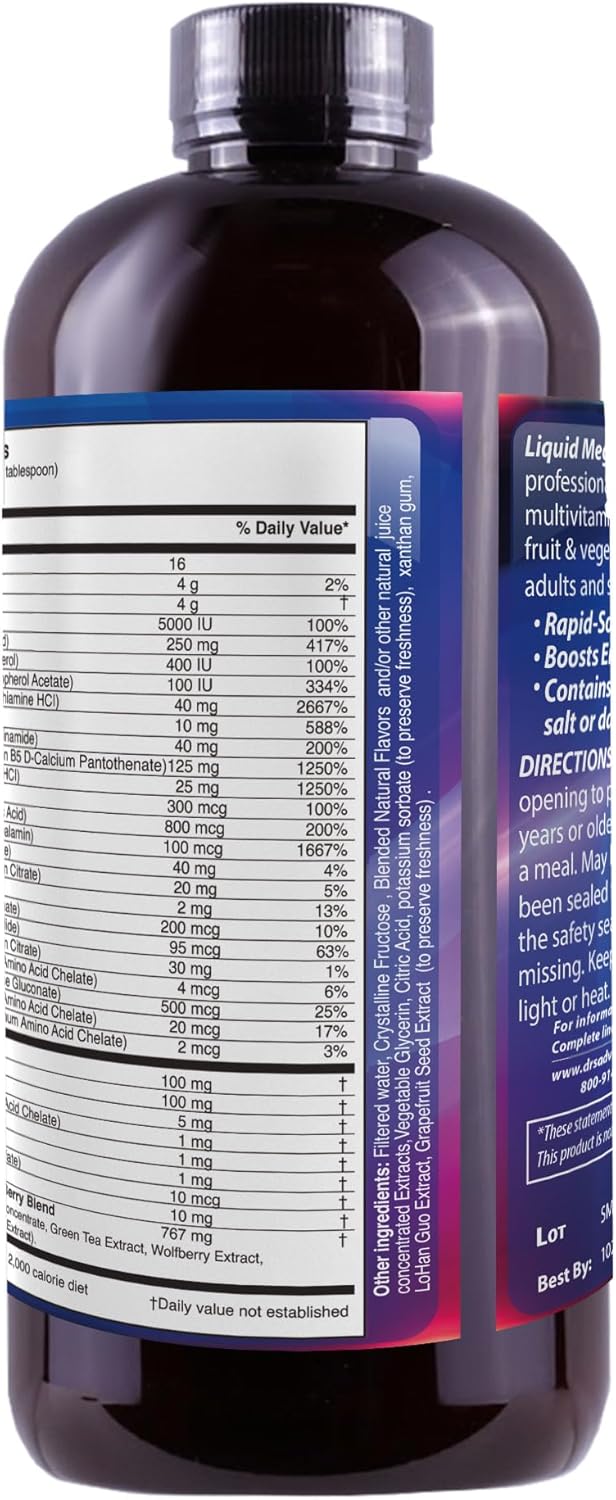 Liquid Mega MultiVitamins and Minerals by Dr's Advantage - 32oz Bottle for Health and Beauty