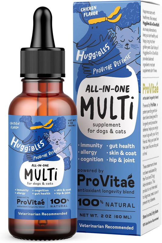 Liquid Multivitamin for Dogs and Cats - Daily Supplement with Digestive, Immunity, Skin & Coat Support - Antioxidant Blend for Longevity - 2oz