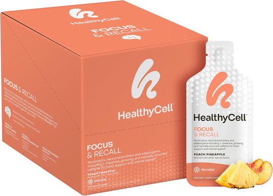 Liquid Nootropic Brain Supplement for Focus, Memory, Concentration, Alertness, with L-theanine & Omega-3 for Maximum Absorption - 30 Gel Packs