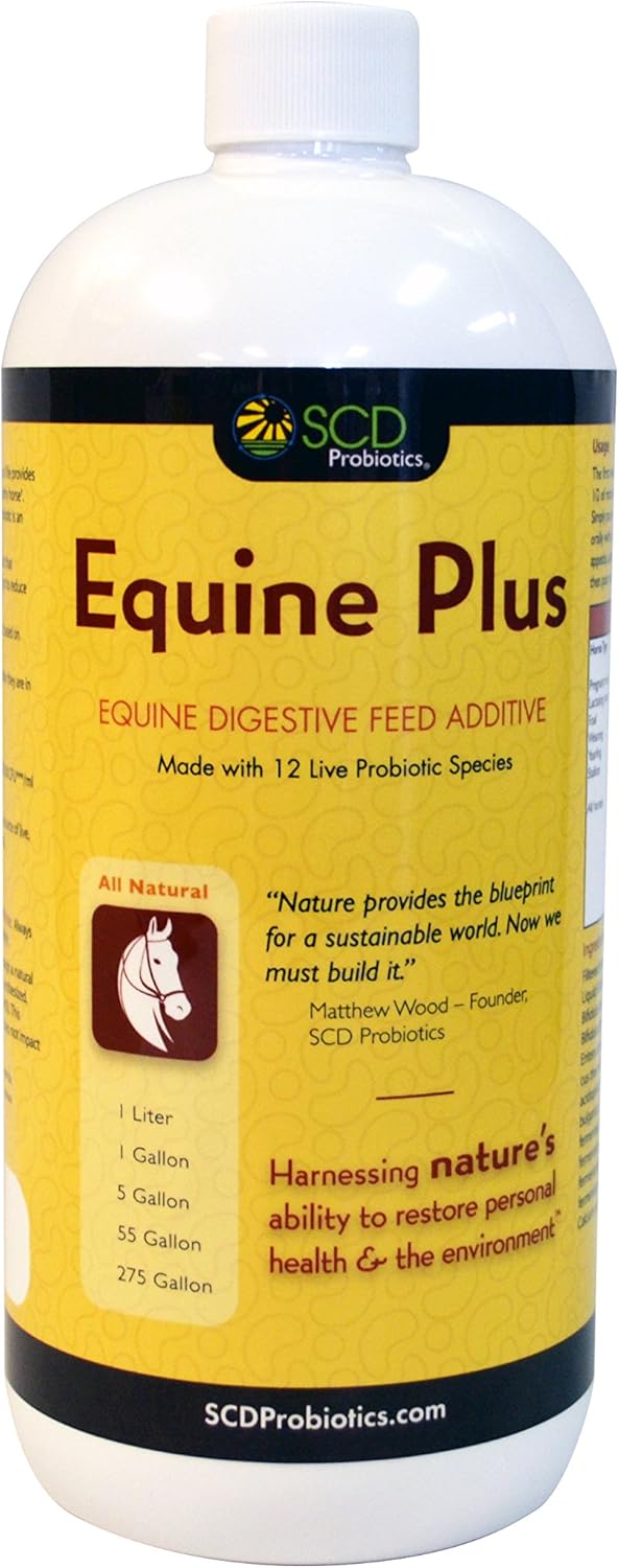 Liquid Probiotic Horse Supplement with Acidophilus - Digestive Health Support for Horses - SCD Probiotics Equine Plus (34 fl.oz.)