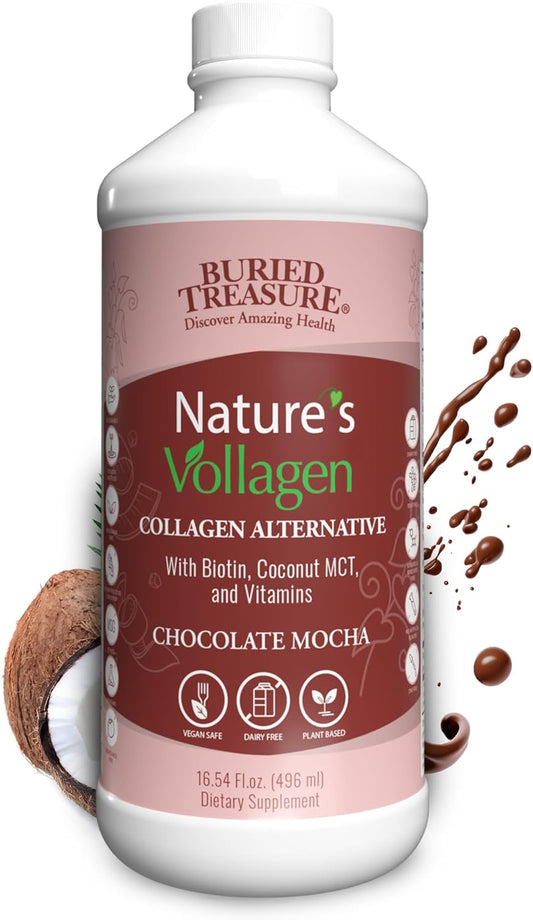 Liquid Vegan Collagen with Biotin, MCT, Vitamin C, and Hyaluronic Acid for Women's Hair, Skin, and Nails Support
