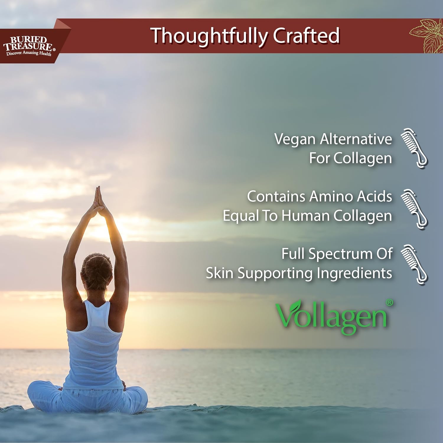 Liquid Vegan Collagen with Biotin, MCT, Vitamin C, and Hyaluronic Acid for Women's Hair, Skin, and Nails Support