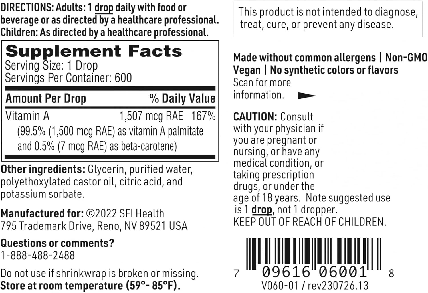 Liquid Vitamin A Drops with Beta Carotene for Vision, Immune & Bone Health - Micellized Vitamin A Supplement (1 Fl Oz)