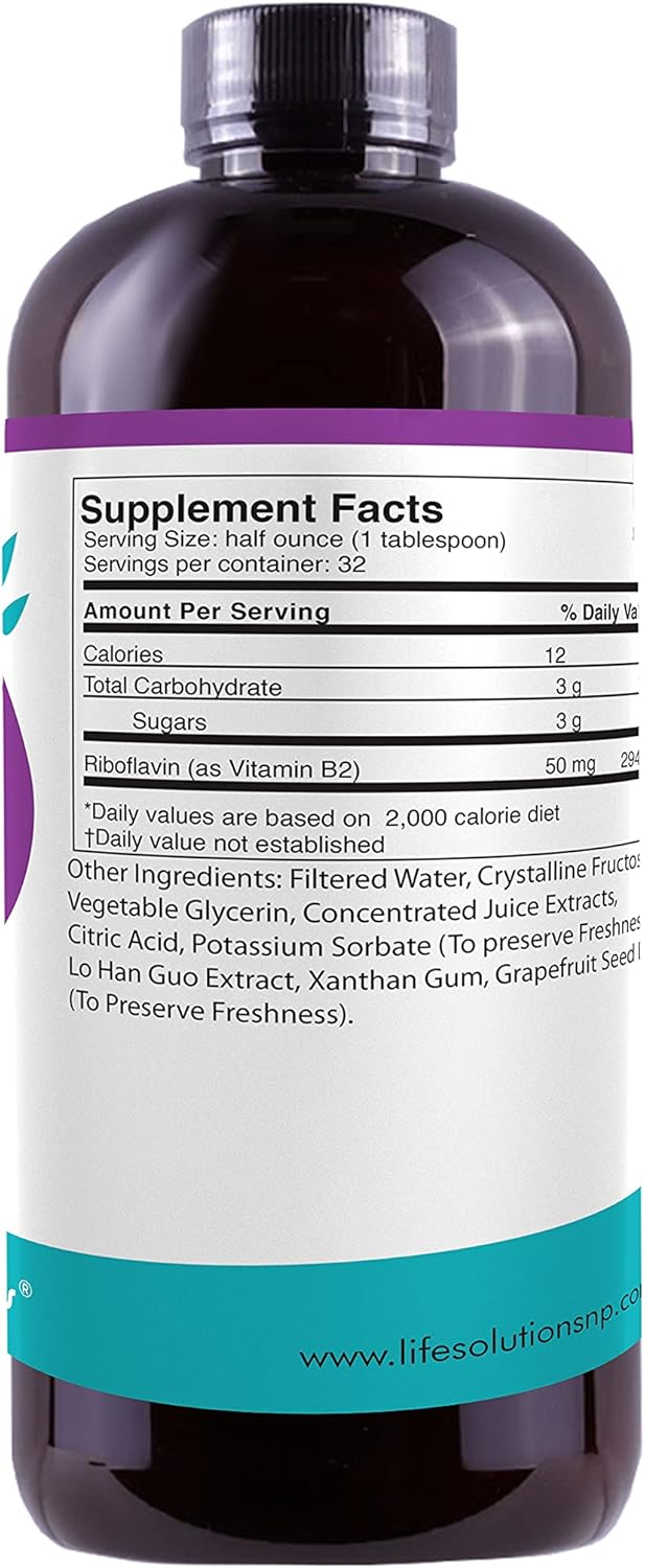 Liquid Vitamin B2 Supplement - 50mg Riboflavin Per Serving - Highly Bioavailable with Rapid-Sorb Technology - 16 fl oz