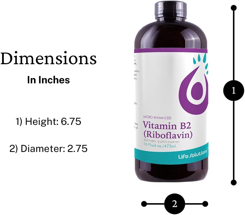 Liquid Vitamin B2 Supplement - 50mg Riboflavin Per Serving - Highly Bioavailable with Rapid-Sorb Technology - 16 fl oz