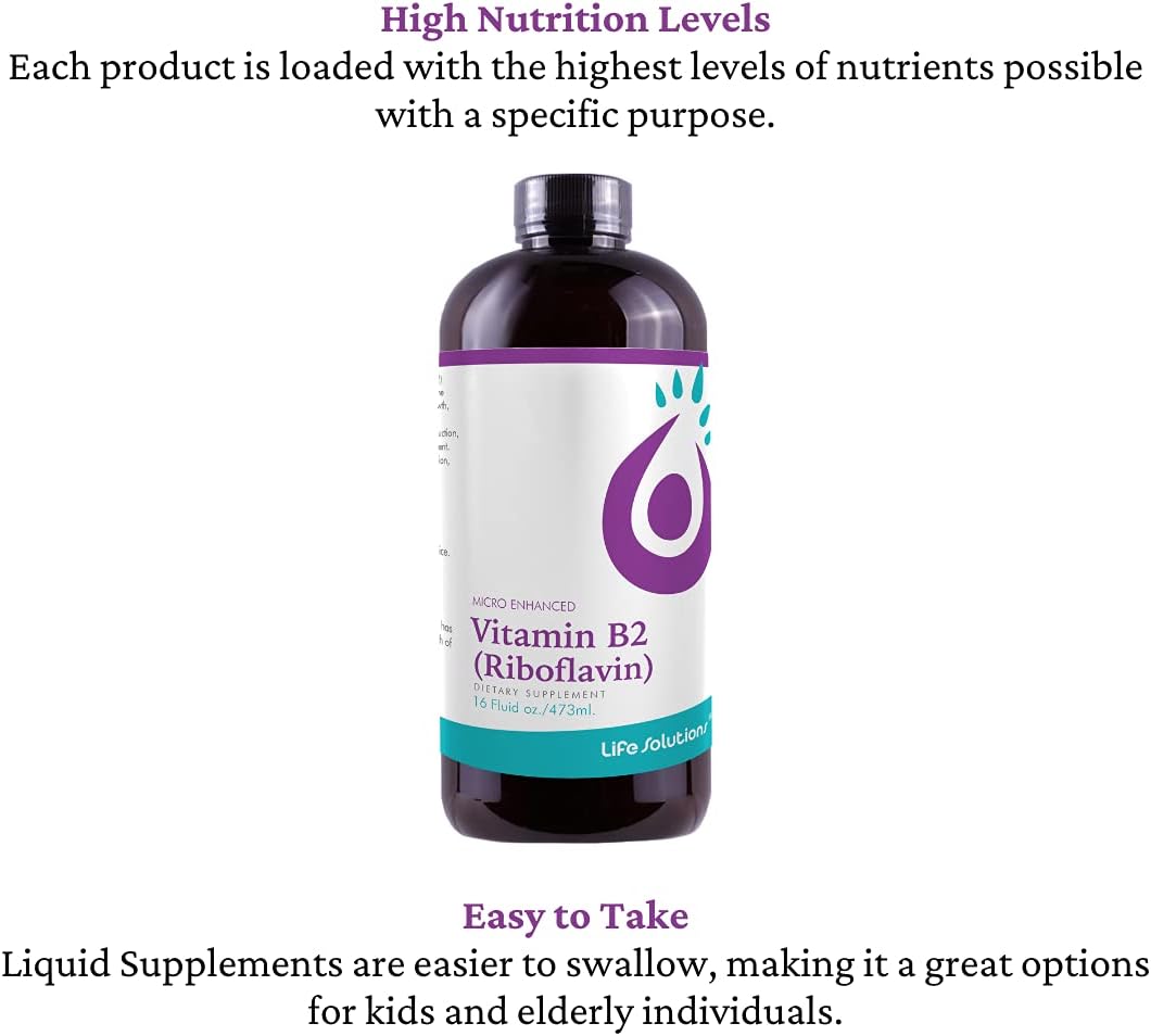 Liquid Vitamin B2 Supplement - 50mg Riboflavin Per Serving - Highly Bioavailable with Rapid-Sorb Technology - 16 fl oz