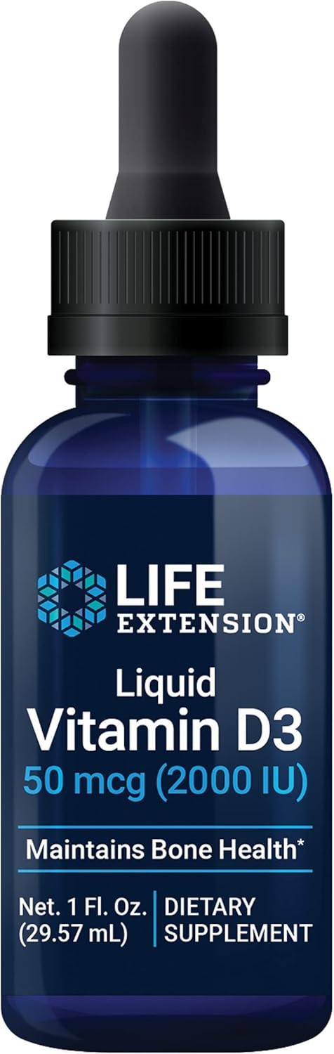 Liquid Vitamin D3 50 mcg (2000 IU) for Immune System and Bone Health - Unflavored, Gluten-Free, Non-GMO - 29.57 ml Bottle
