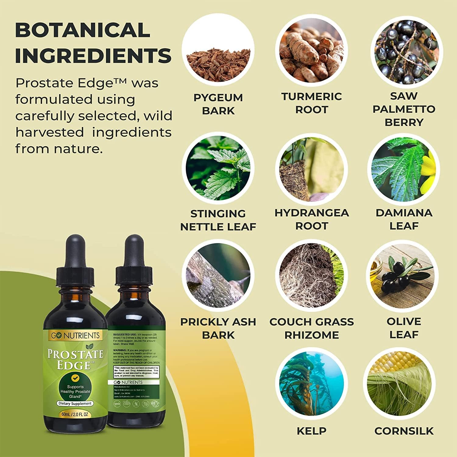 Liquid Vitamin D3 with K2 Drops and Prostate Edge Supplement for Men with Pygeum and Saw Palmetto Extract - Supports Emotional State