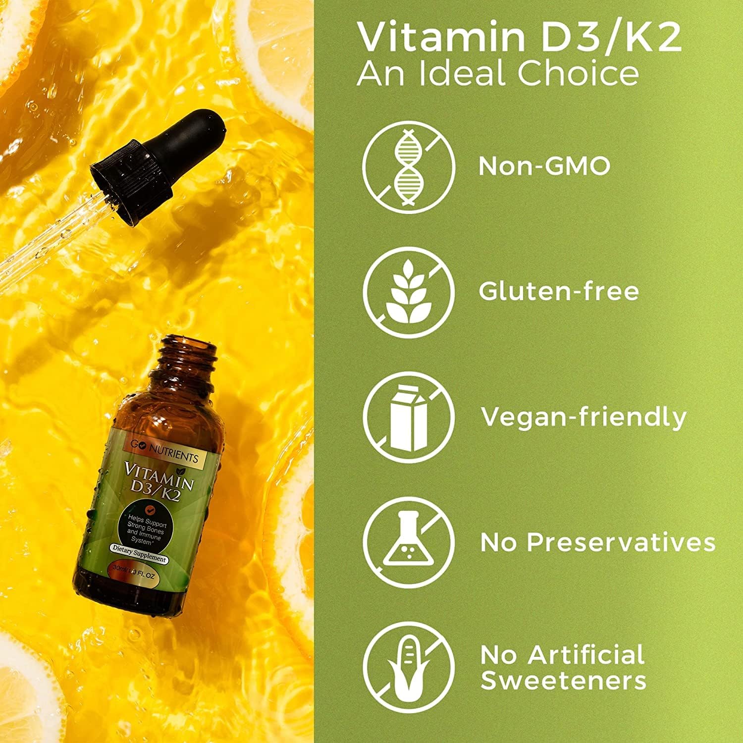 Liquid Vitamin D3 with K2 Drops and Prostate Edge Supplement for Men with Pygeum and Saw Palmetto Extract - Supports Emotional State