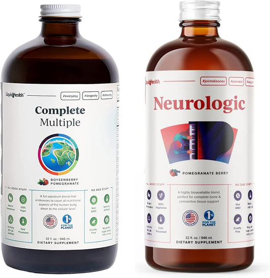 LiquidHealth Complete Adult Multivitamin & Nootropic Bundle - Immune Support, Memory, Focus - Vegan, Non-GMO Formula