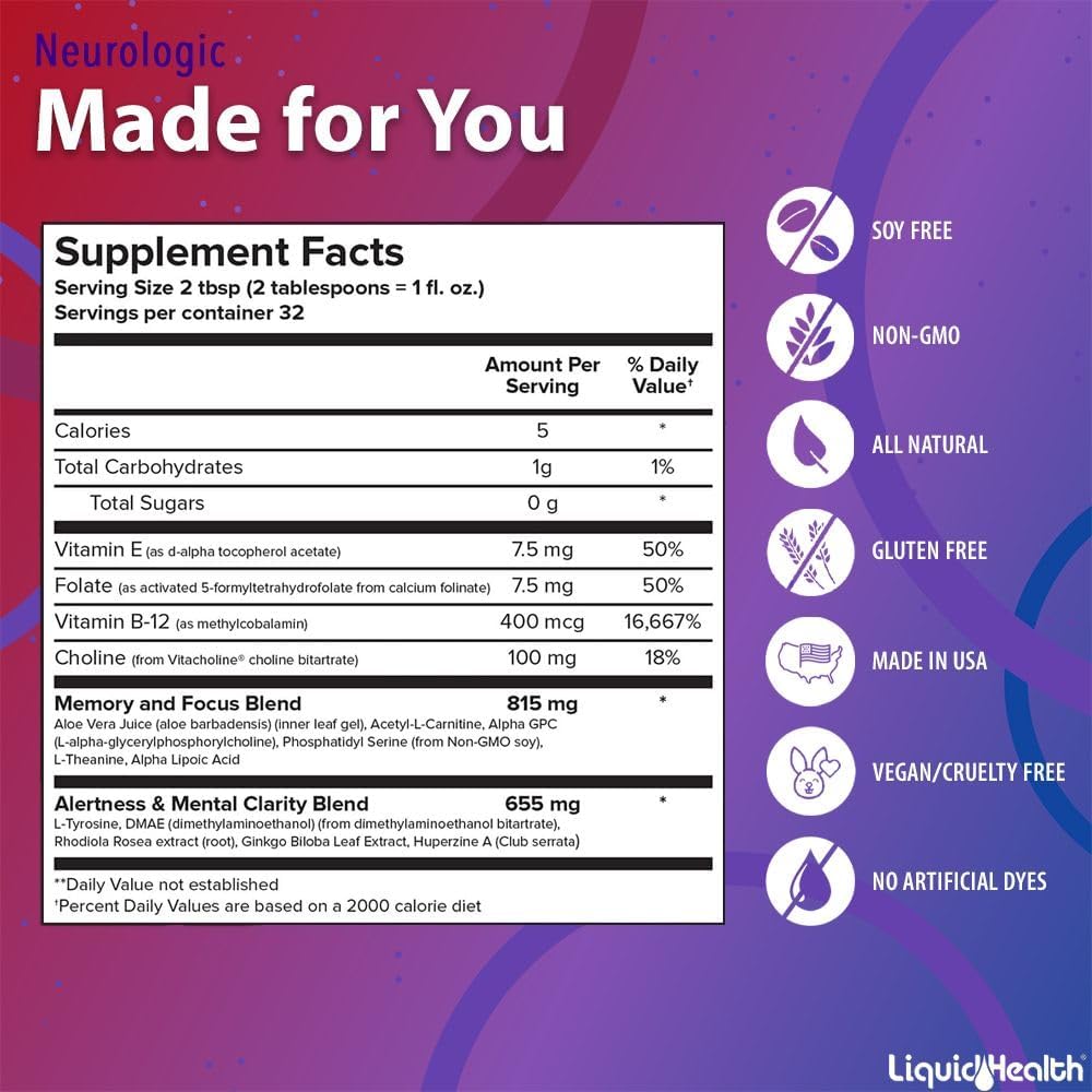 LiquidHealth Complete Adult Multivitamin & Nootropic Bundle - Immune Support, Memory, Focus - Vegan, Non-GMO Formula